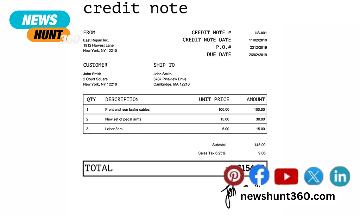 Credit Note Format